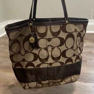 Coach Tan and Brown Signature Tote
